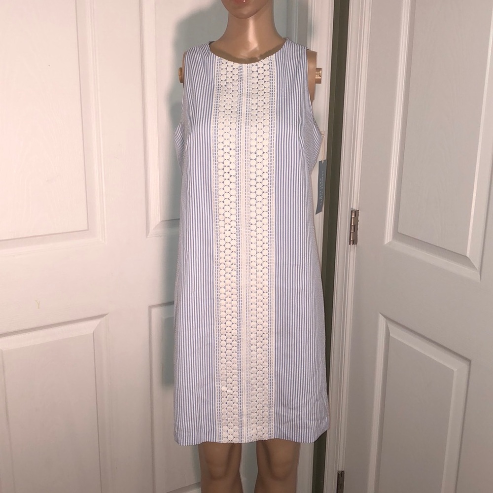 London Times Petites Blue &White Dress 10P